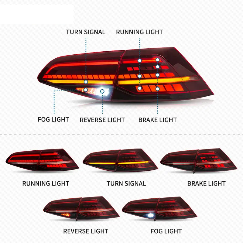VOLKSWAGEN GOLF MK7 MARK 7 7.5 LED SEQUENTIAL DYNAMIC TAIL LIGHTS GTI R 2013 - 2020